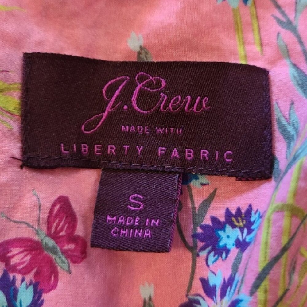 J. CREW LIBERTY FABRIC COTTON POPLIN RUFFLE BLOUSE WHEAT BOUQUET FLORALsz S - Picture 7 of 9